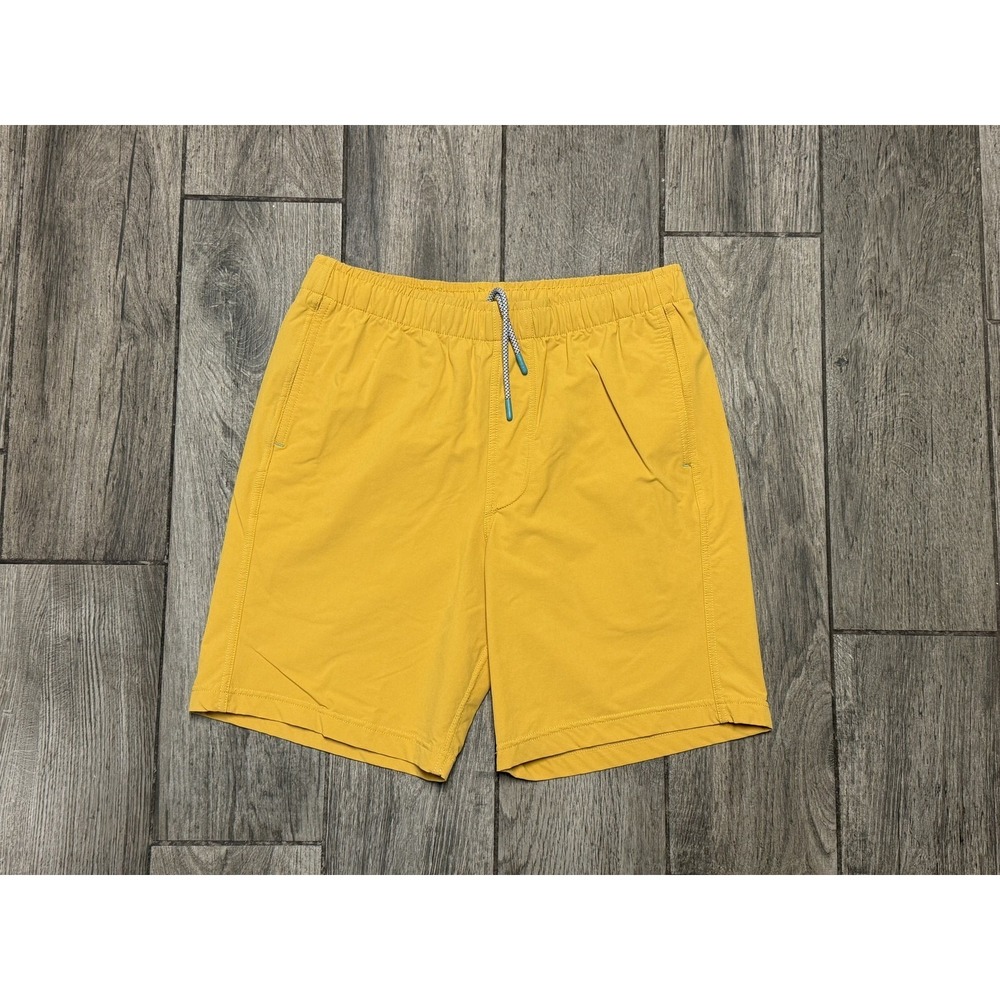 Myles Swim Shorts Mens Small Yellow Lined Trunks Elastic Waist Drawstring Pocket